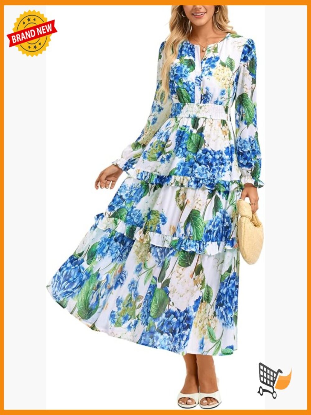Floral Long Sleeve Maxi Dress with Pockets V Neck Flowy Wedding Guest Outfit